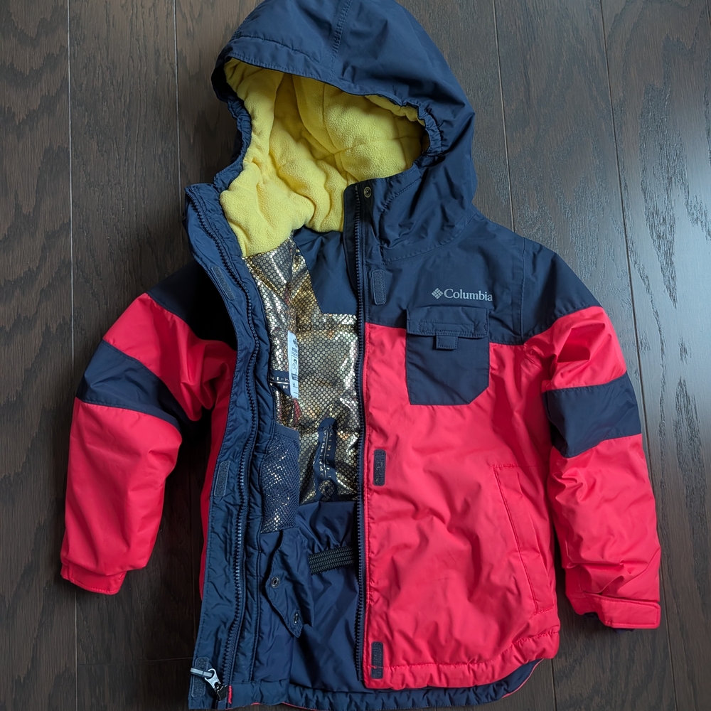 Columbia Red and Black Jacket with Yellow Hood